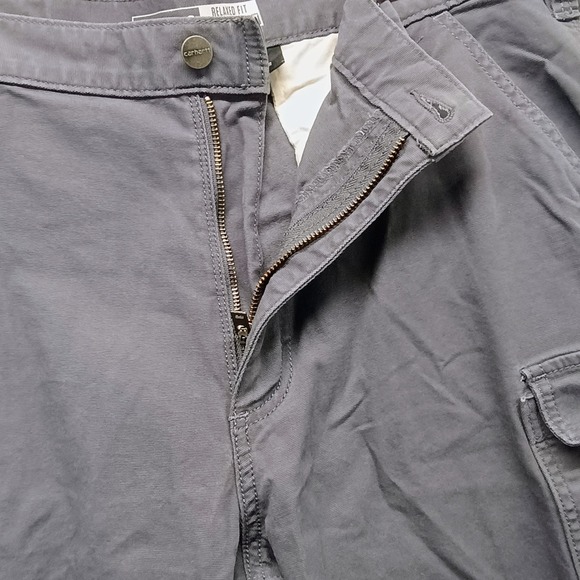 Carhartt Mens 39" Work Shorts Blue Khaki Loose Canvas Utility Carpenter (Tag 38) - Picture 2 of 6